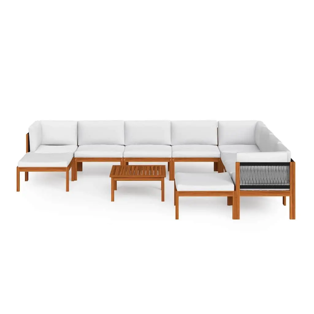11 Piece Garden Lounge Set Outdoor Furniture Patio Sofa Rope Woven Backrest White