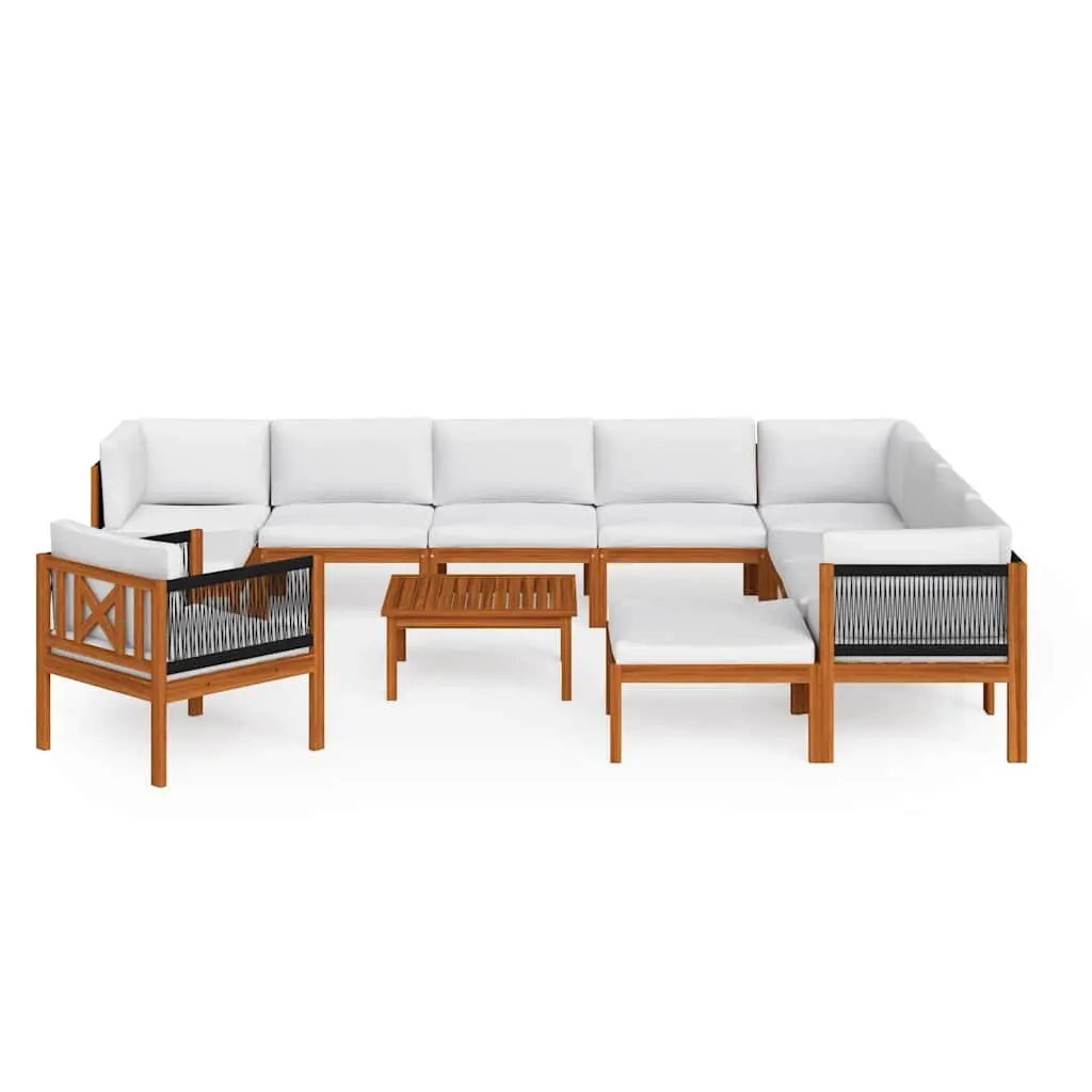 Garden Lounge Set 12 Piece Outdoor Furniture Rope Weave Patio Sofa White