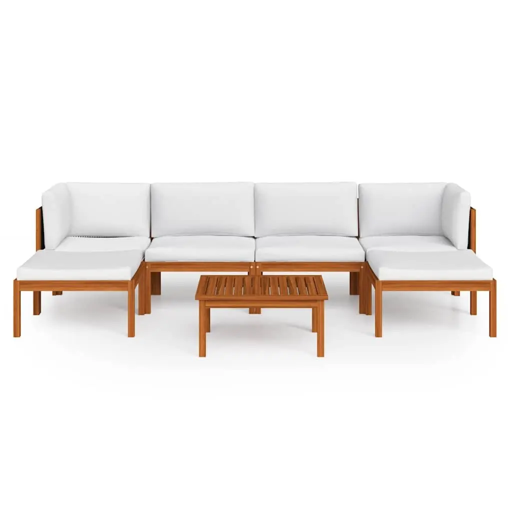 7 Piece Garden Lounge Set Modular Outdoor Furniture Rope Woven Backrest Cushions White