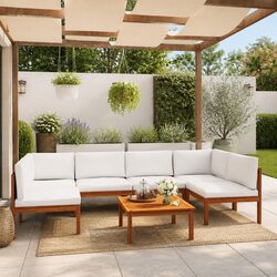 Quality 7 Piece Garden Lounge Set with Rustic Charm