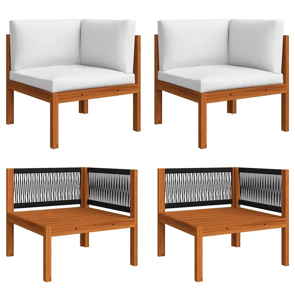 Garden Lounge Set 6 Piece Outdoor Furniture Rope Woven Backrest Patio Sofa Cream