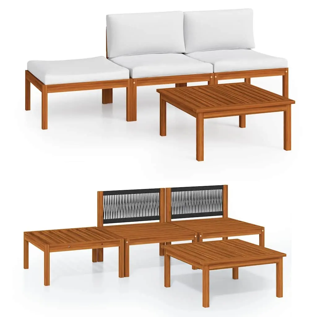 Outdoor Lounge Set 4 Piece Garden Patio Furniture Rope Woven Cushions White