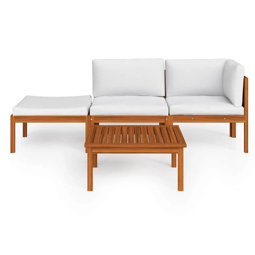 Garden Lounge Set 4 Piece Patio Furniture Rope Backrest with Cushions Cream