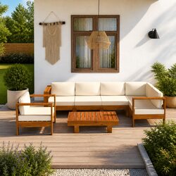 Comfortable 7 Piece Garden Lounge Set in Classic White