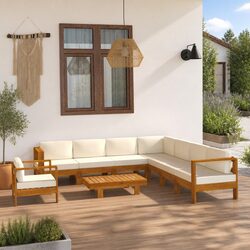 9 Piece Lounge Set - Comfortable Acacia Wood for Outdoor Fun
