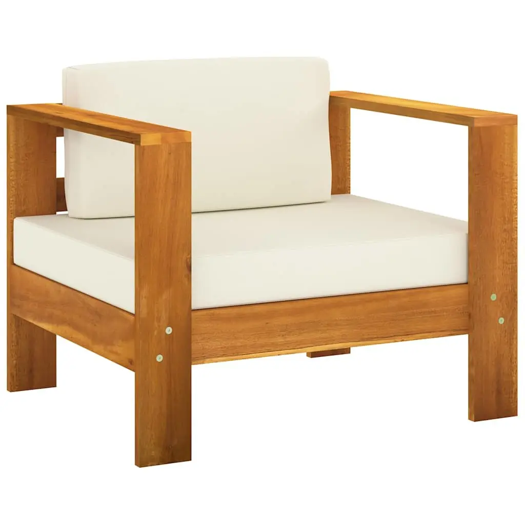 Outdoor Furniture Acacia Wood Garden Lounge Set White Cushions 10 Piece Patio Seating