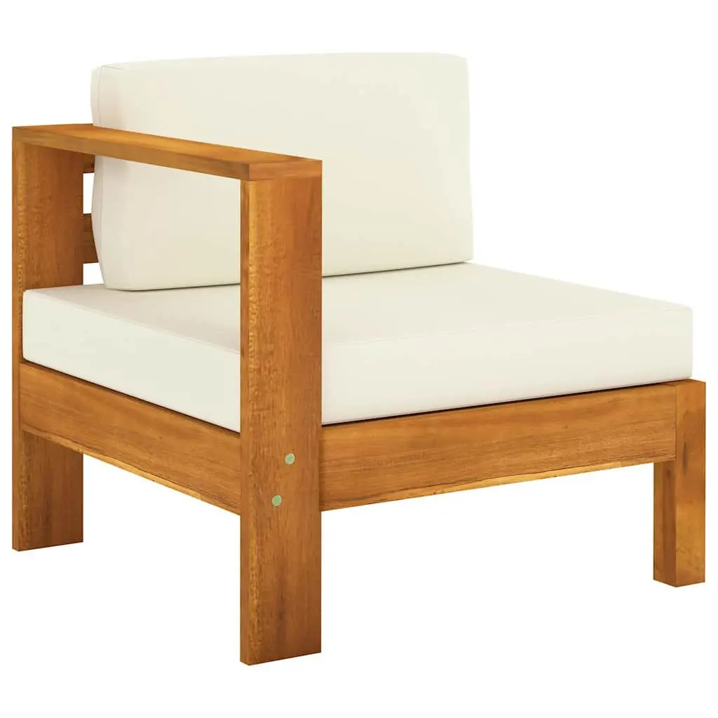 Outdoor Furniture Acacia Wood Garden Lounge Set White Cushions 10 Piece Patio Seating