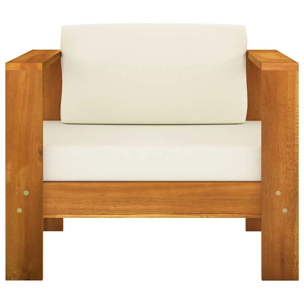 Outdoor Furniture Acacia Wood Garden Lounge Set White Cushions 10 Piece Patio Seating