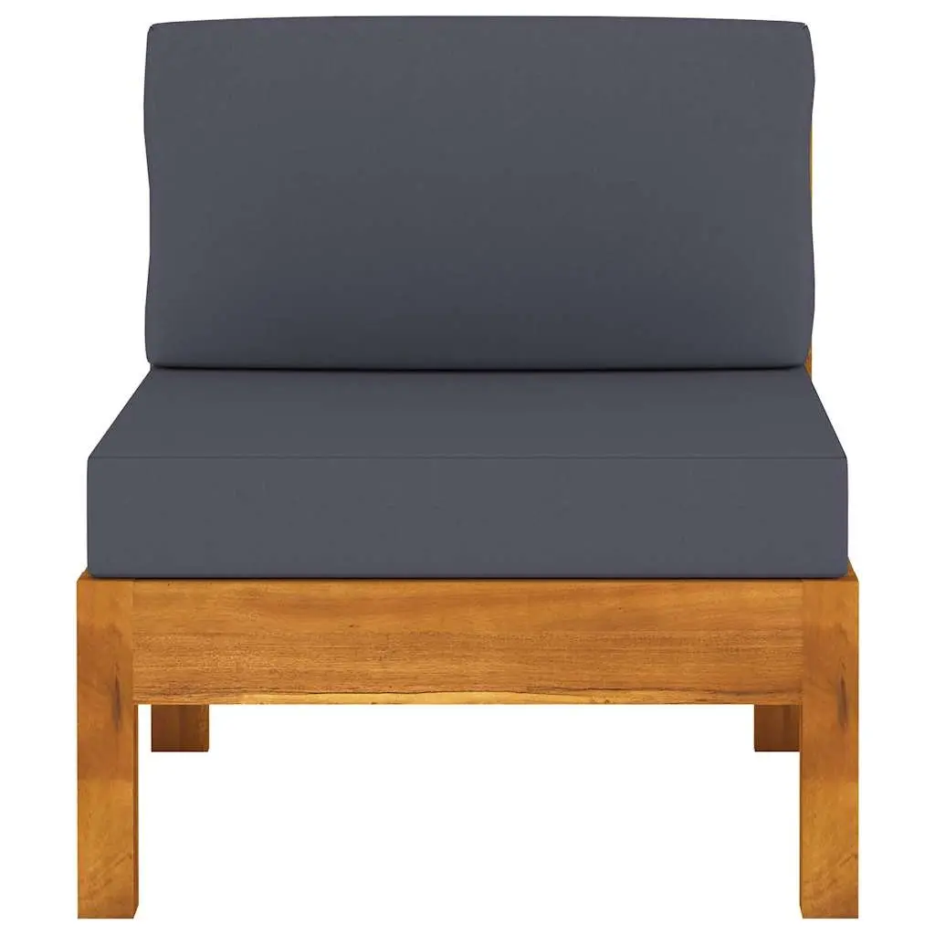 Outdoor Sofa Acacia Wood Grey Cushions 3 Seater Patio Garden Furniture