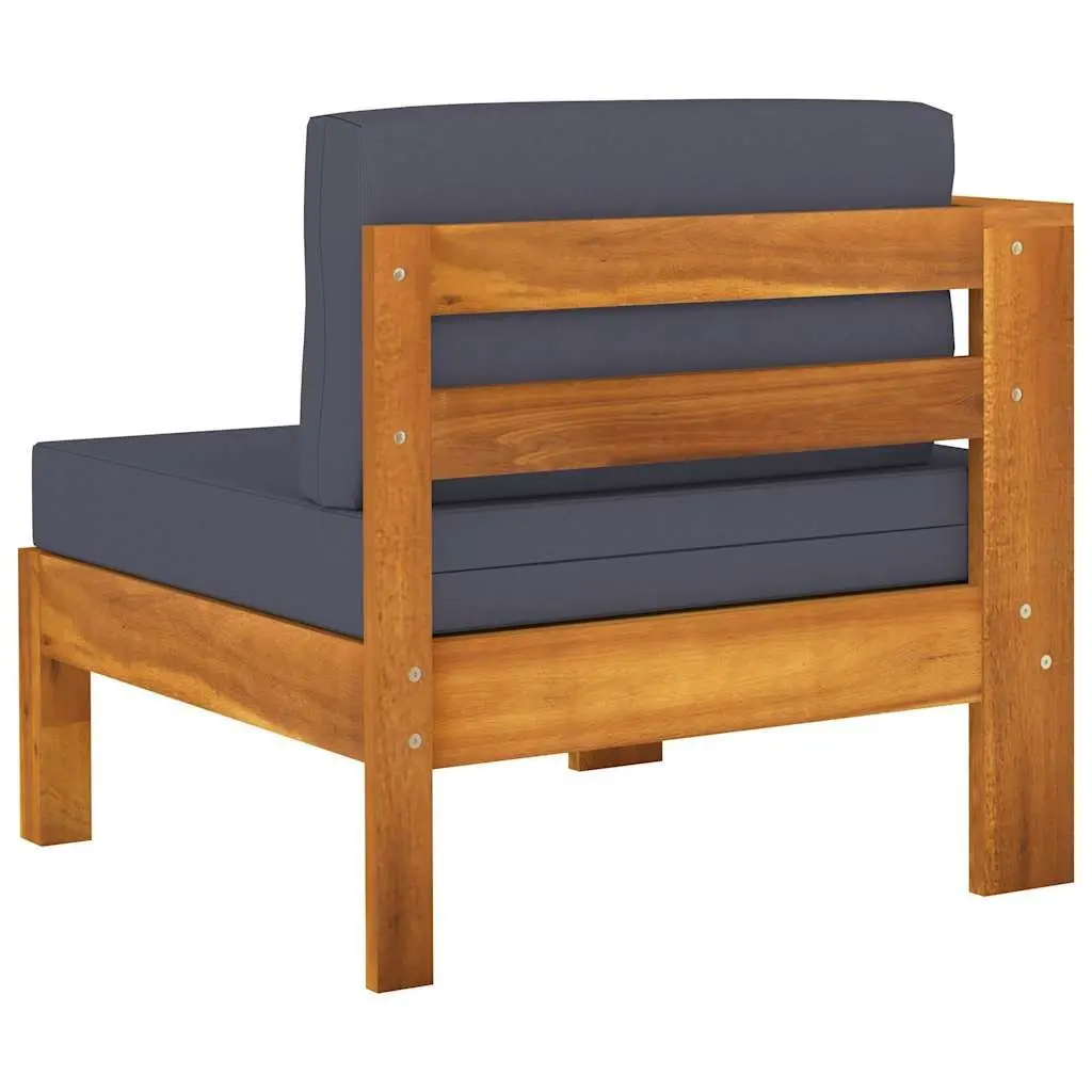 Outdoor Sofa Acacia Wood Grey Cushions 3 Seater Patio Garden Furniture