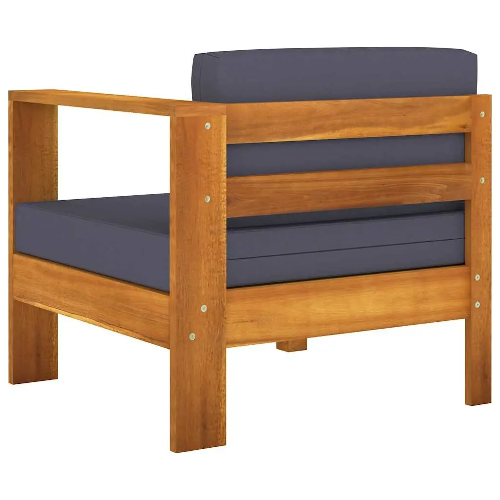 Outdoor Sofa Acacia Wood Grey Cushions 3 Seater Patio Garden Furniture