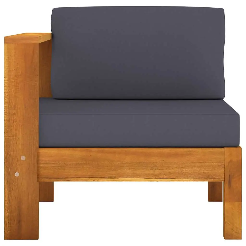 Outdoor Furniture Lounge Set 5 Piece Acacia Wood Patio Sofa with Grey Cushions