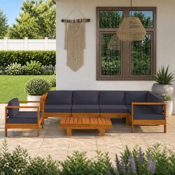 Reliable 7 Piece Outdoor Lounge Set with Grey Cushions