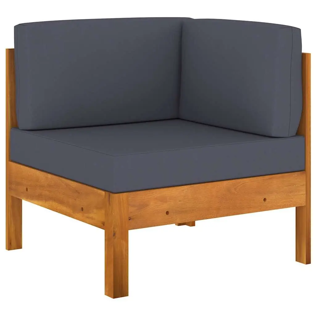 Garden Lounge Set 6 Piece Outdoor Furniture Acacia Wood Patio Sofa Grey Cushions