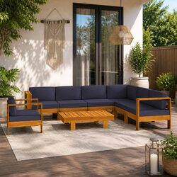 Value-Driven 8-Piece Lounge Set with Grey Cushions