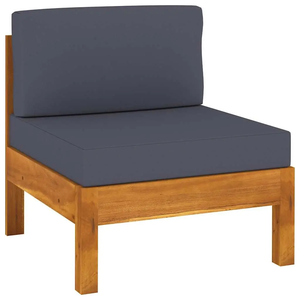8 Piece Outdoor Acacia Wood Lounge Set with Grey Cushions for Garden Patio Balconies