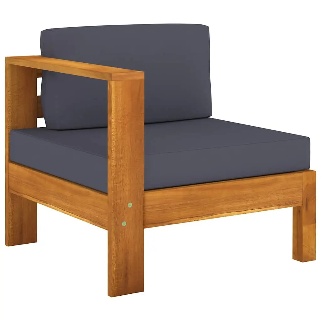 8 Piece Outdoor Acacia Wood Lounge Set with Grey Cushions for Garden Patio Balconies