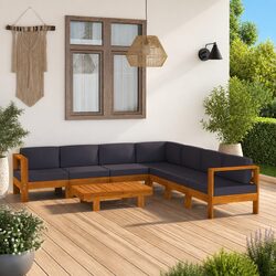 Comfortable 8-Piece Outdoor Lounge Set with Grey Cushions