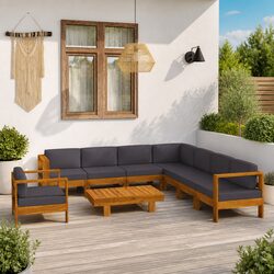 Practical 9 Piece Lounge Set for Outdoor Comfort