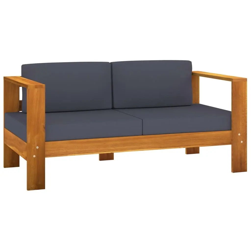Outdoor Furniture Lounge Set 9 Piece Acacia Wood Grey Cushions Patio Garden