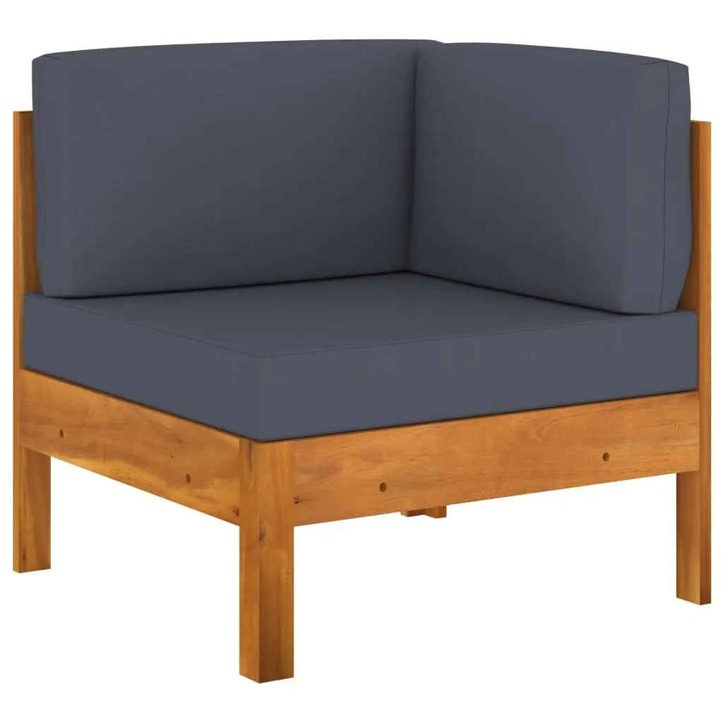 Outdoor Furniture Lounge Set 9 Piece Acacia Wood Grey Cushions Patio Garden