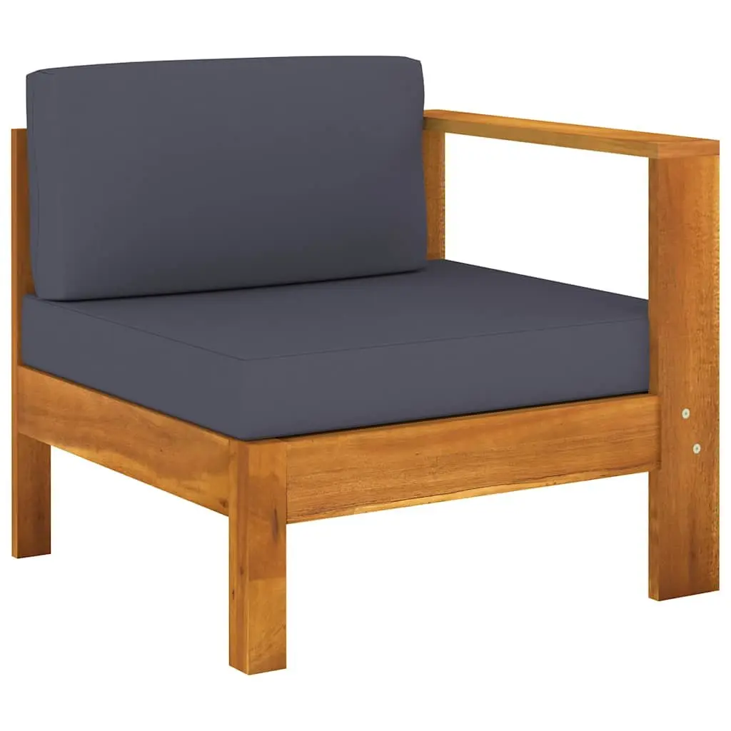 Outdoor Furniture Lounge Set 10 Piece Acacia Wood with Thick Cushions Grey