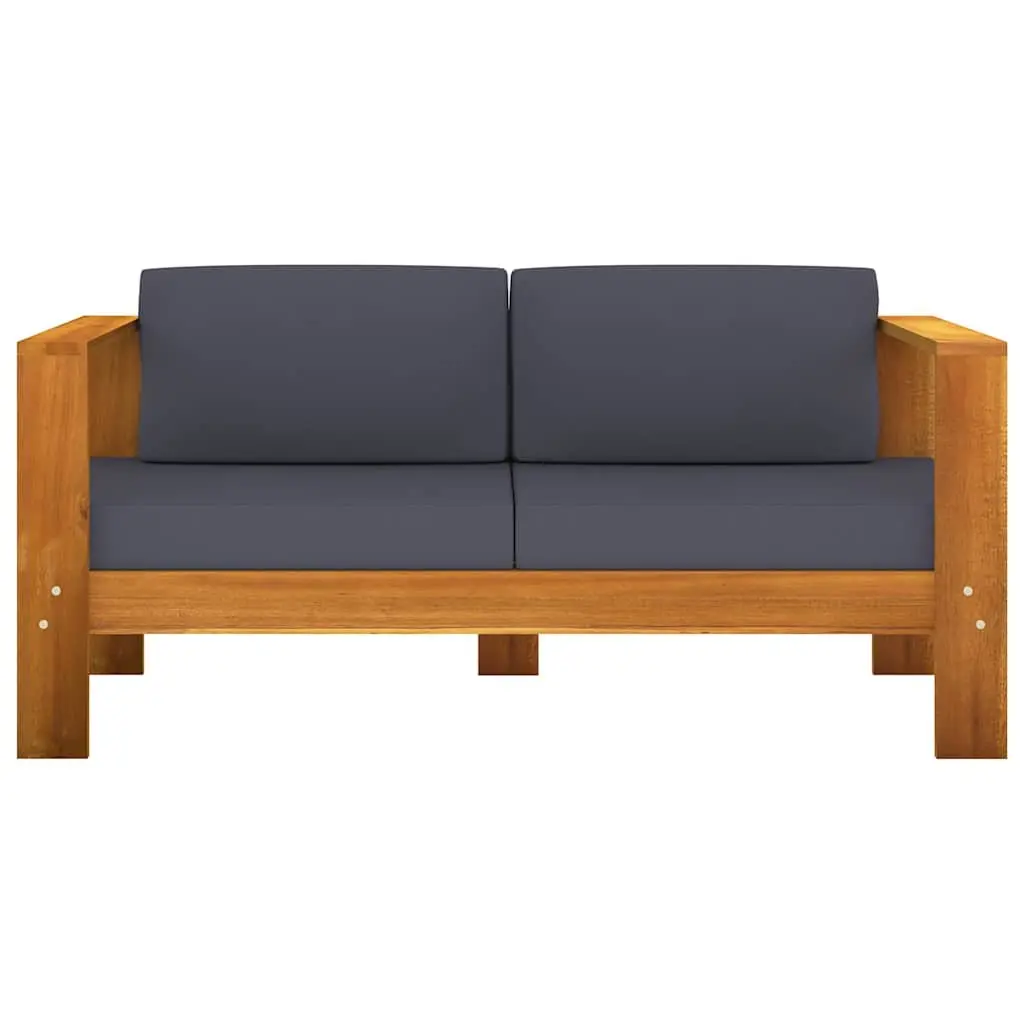 Outdoor Furniture Lounge Set 10 Piece Acacia Wood with Thick Cushions Grey