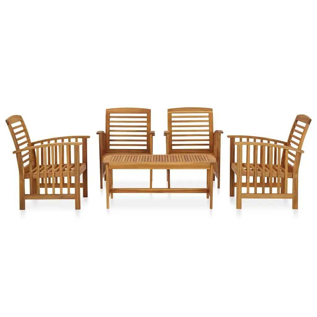 Garden Lounge Set Outdoor Furniture 5 Piece Solid Wood Patio Sofa Coffee Table Brown