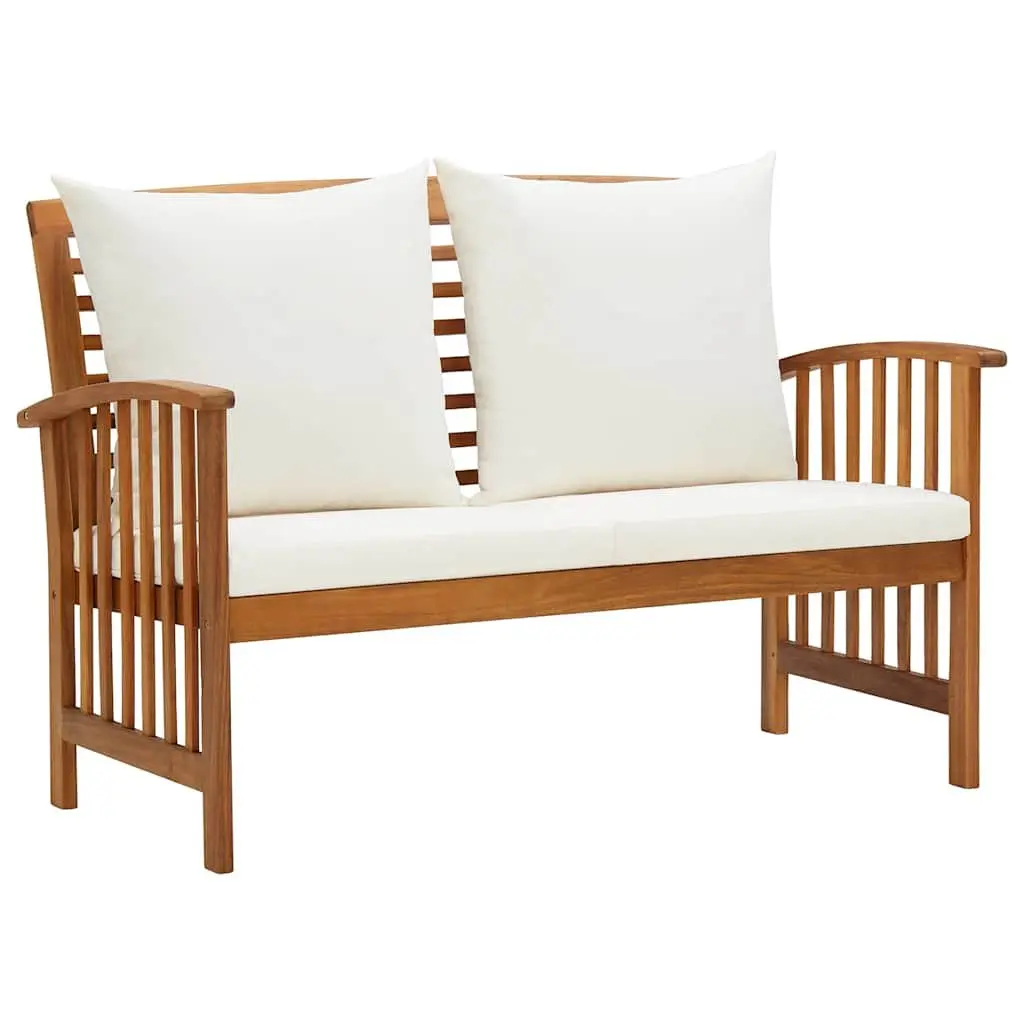 5 Piece Garden Lounge Set Outdoor Furniture Solid Acacia Wood White with Cushions