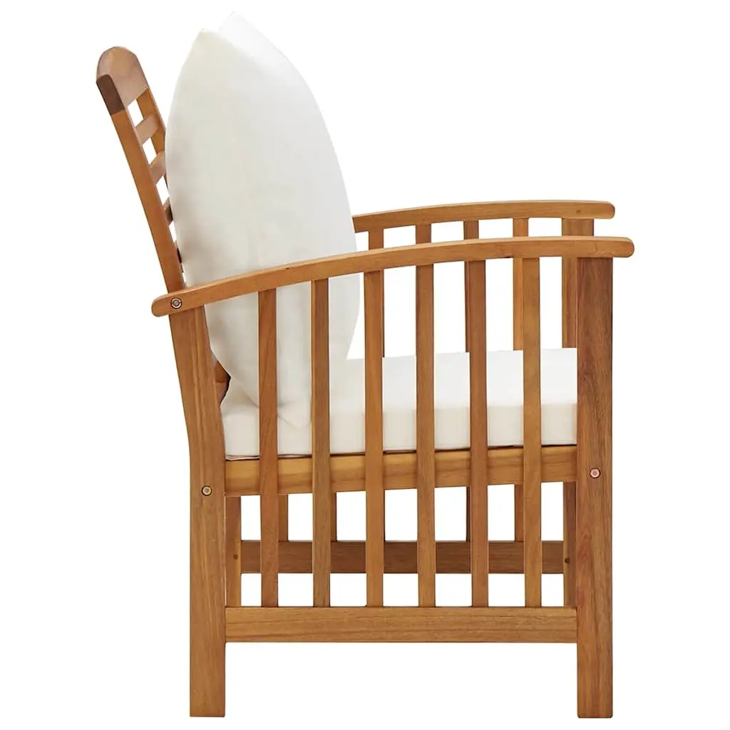 5 Piece Outdoor Garden Lounge Set Cushions Solid Wood White