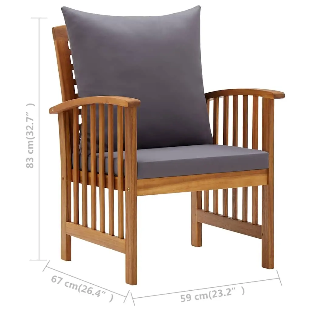 Garden Lounge Set 4 Piece Outdoor Furniture Patio Seating Grey Cushions Wood