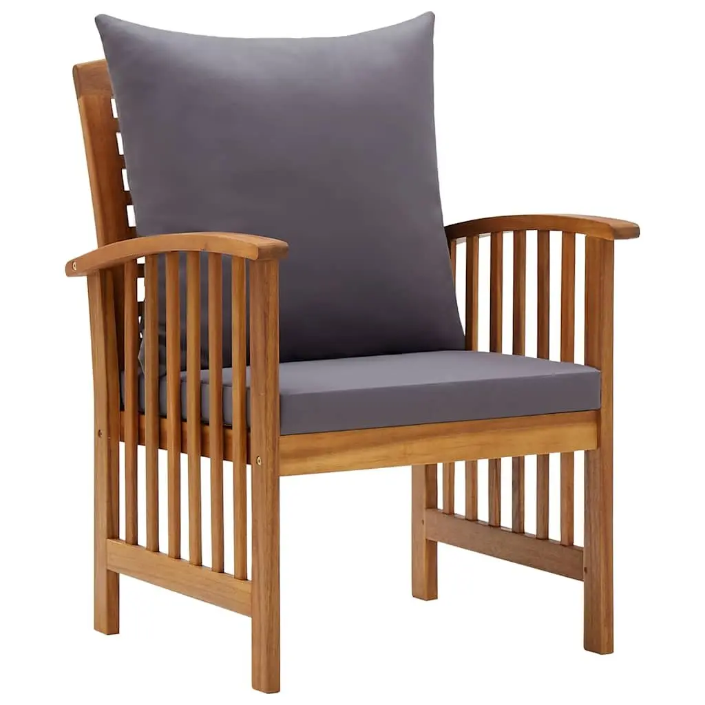 Garden Lounge Set 4 Piece Outdoor Furniture Patio Seating Grey Cushions Wood