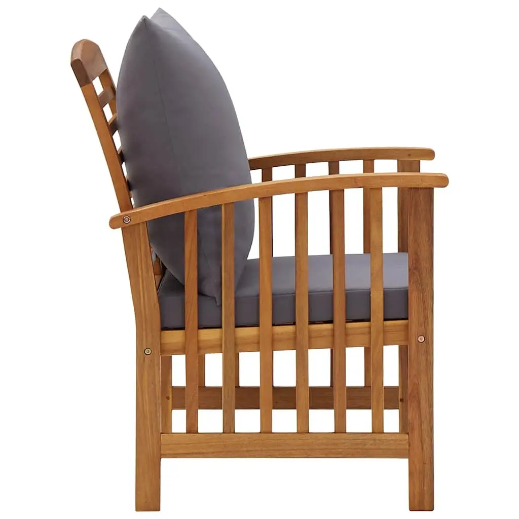 Garden Lounge Set 4 Piece Outdoor Furniture Patio Seating Grey Cushions Wood