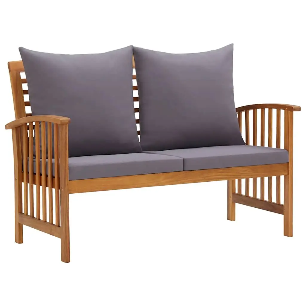 Garden Lounge Set 3 Piece Outdoor Furniture Cushions Solid Acacia Wood Grey