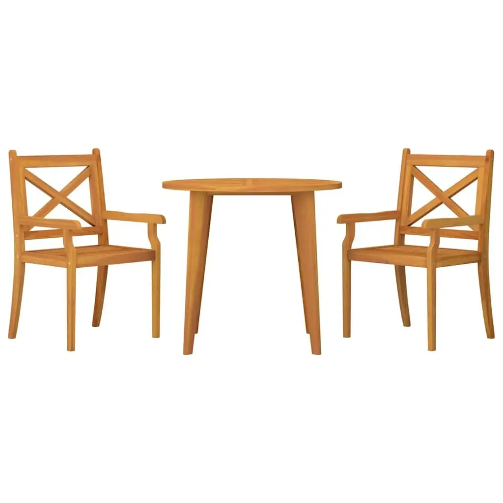 Outdoor Dining Set 3 Piece Solid Wood Acacia Brown Garden Patio Furniture