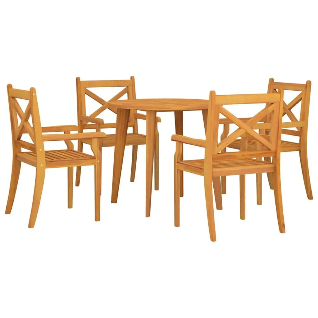Garden Dining Set 5 Piece Outdoor Patio Furniture Solid Wood Acacia Brown