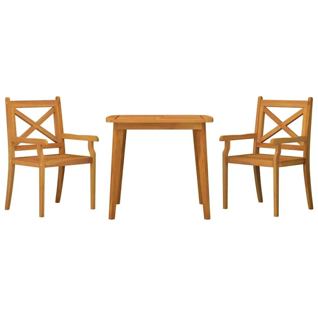 3 Piece Garden Dining Set Solid Acacia Wood Slatted Patio Outdoor Furniture