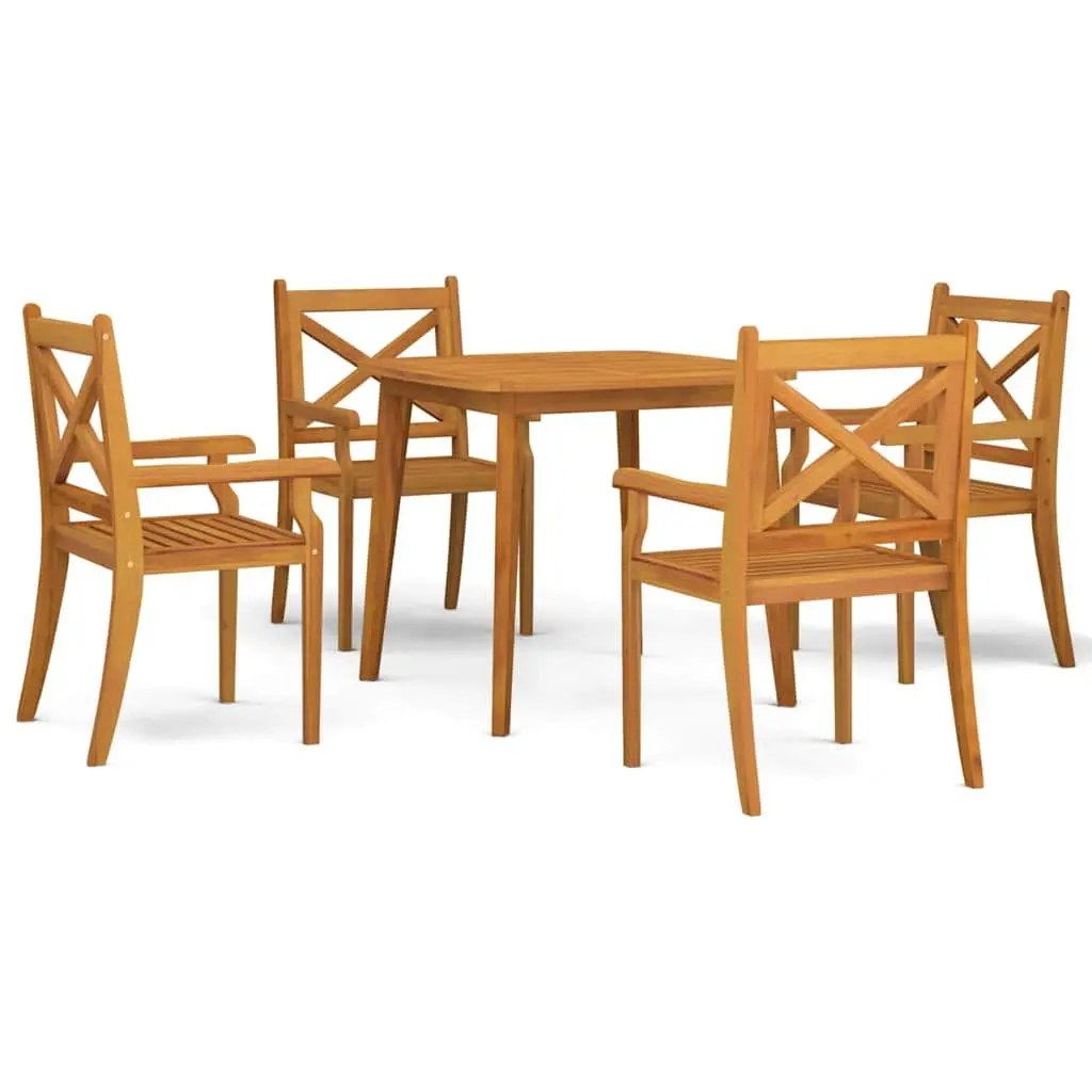 Garden Dining Set 5 Piece Outdoor Patio Table Chairs Solid Wood Brown