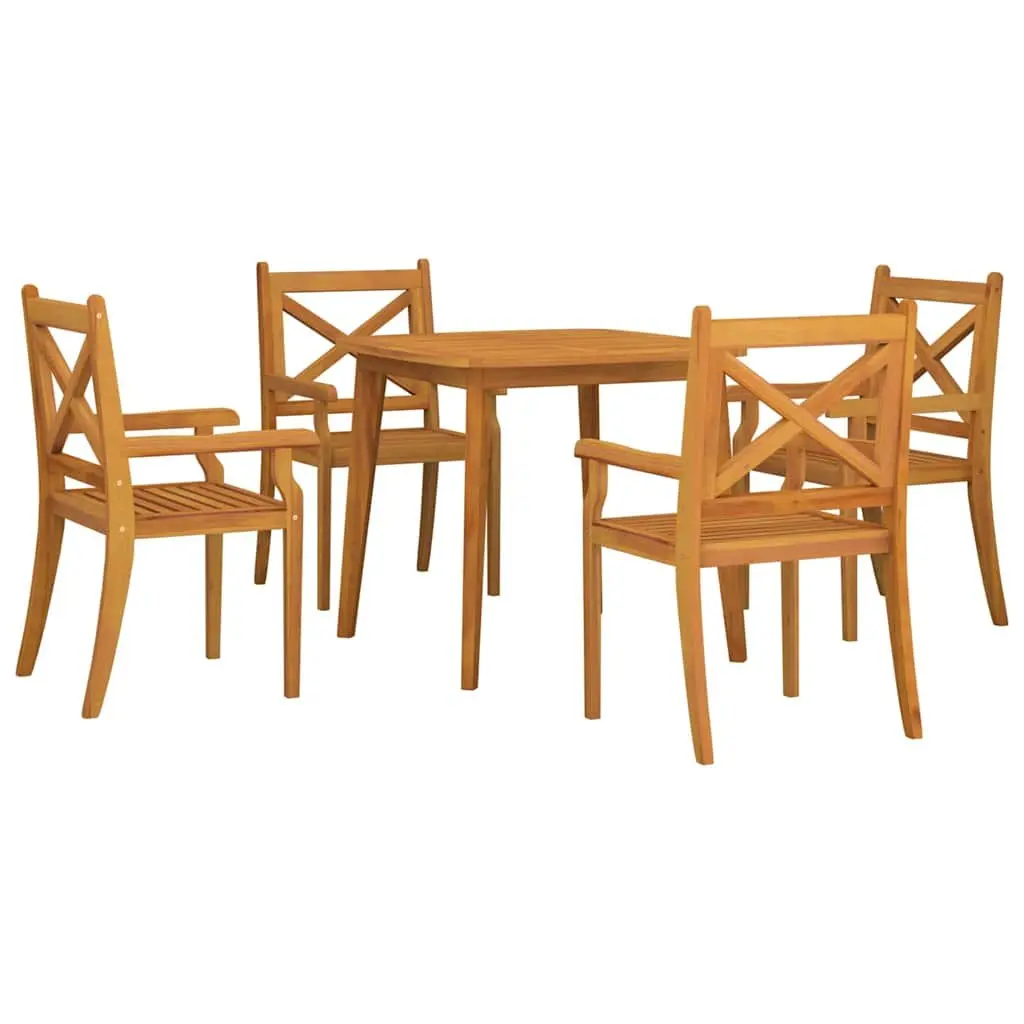 Garden Dining Set 5 Piece Outdoor Patio Table Chairs Solid Wood Brown