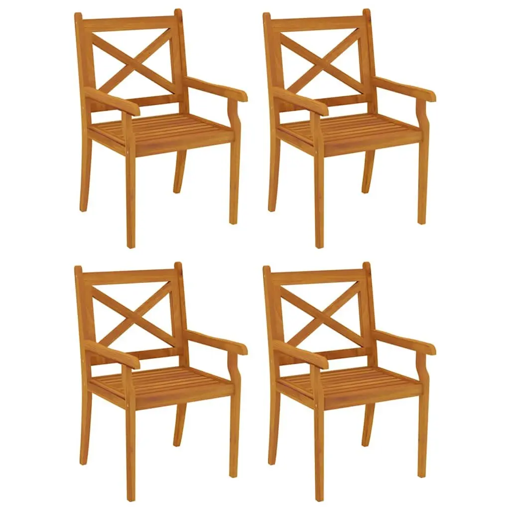 5 Piece Outdoor Garden Dining Set Solid Acacia Wood Table and Chairs Brown