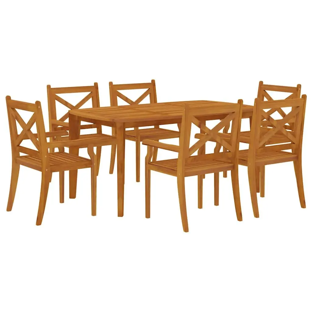 7 Piece Garden Dining Set Outdoor Acacia Wood Patio Table Chairs Brown