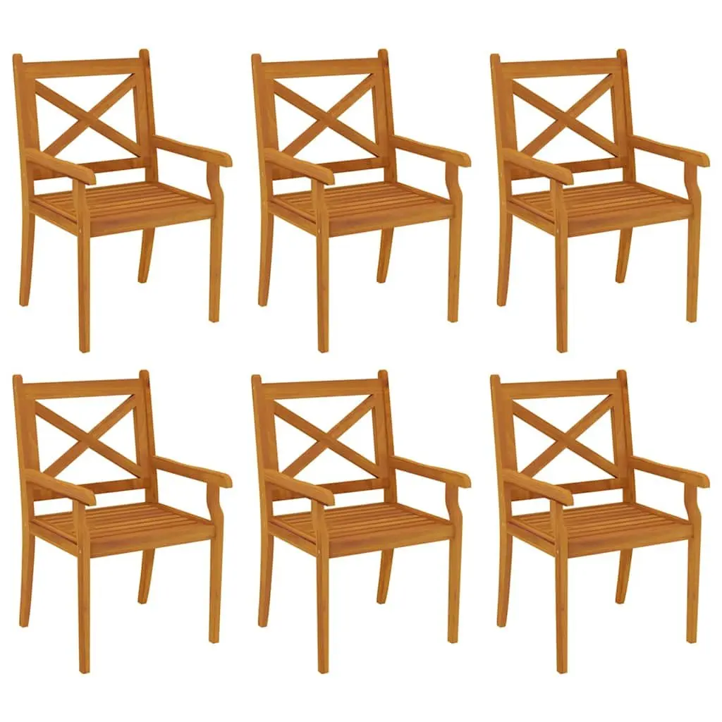 7 Piece Garden Dining Set Outdoor Acacia Wood Patio Table Chairs Brown