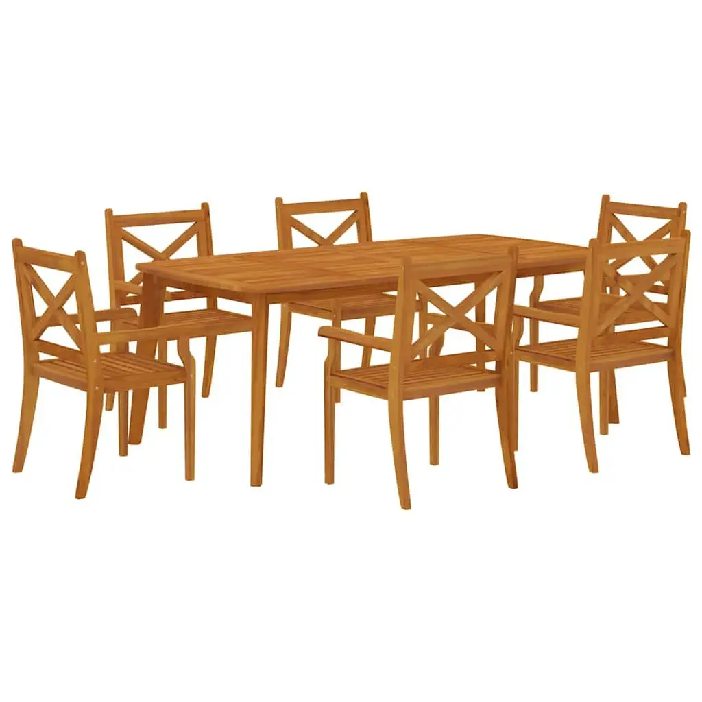 Solid Acacia Wood 7-Piece Outdoor Dining Set