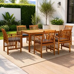 Reliable 7-Piece Garden Dining Set - Acacia Wood Grey