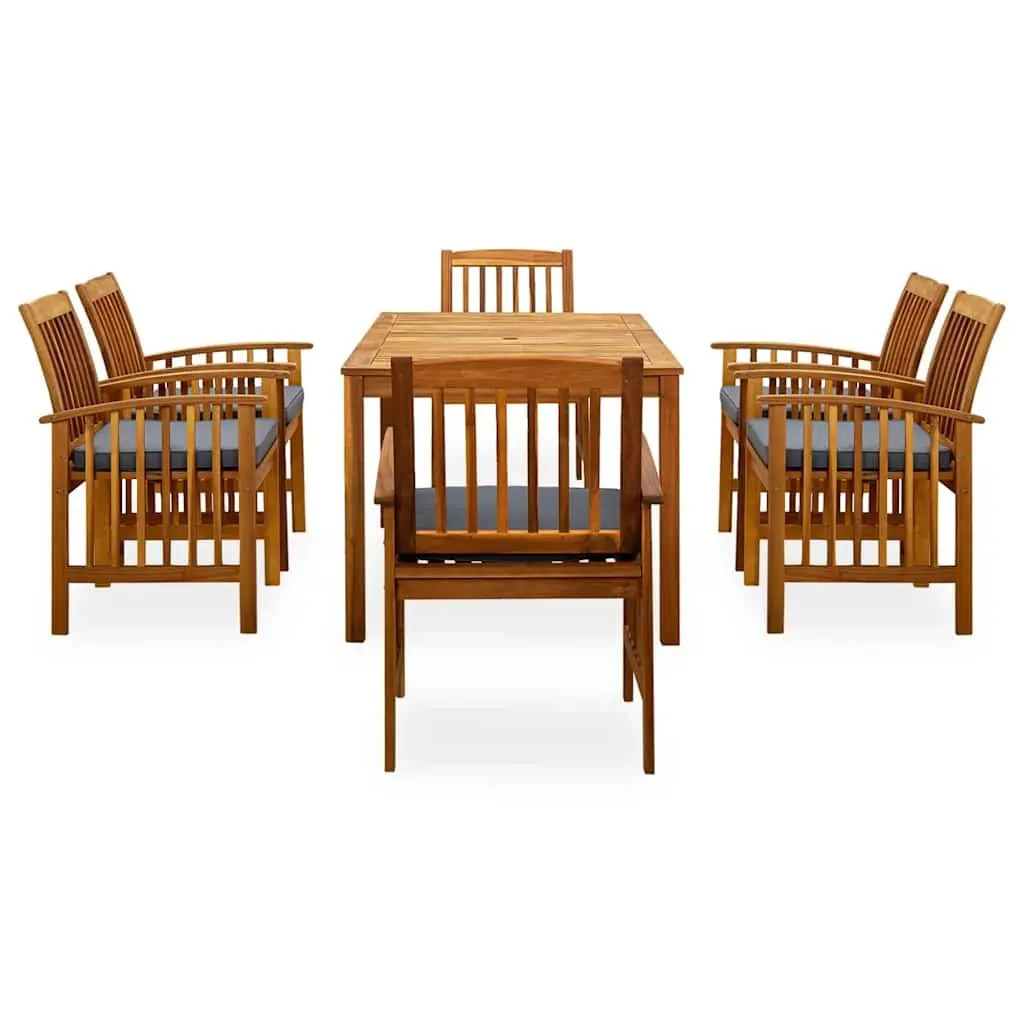 Garden Dining Set 7 Piece Outdoor Furniture Table Chairs Acacia Wood Grey
