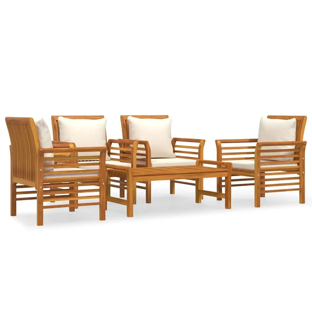 Garden Lounge Set Outdoor Furniture 5 Piece Brown Wood