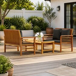 Reliable 3-Piece Garden Lounge Set with Acacia Wood