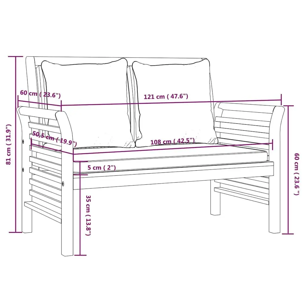 Outdoor Lounge Set 3 Piece Acacia Wood Brown with Cushions for Relaxing and Socializing