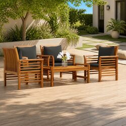 5 Piece Lounge Set - Practical Acacia Wood Furniture