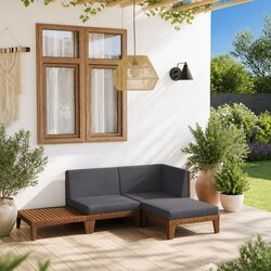 Reliable 4 Piece Garden Lounge Set with Grey Cushions